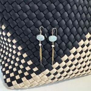 Elegant Gold and Blue Dangle Earrings